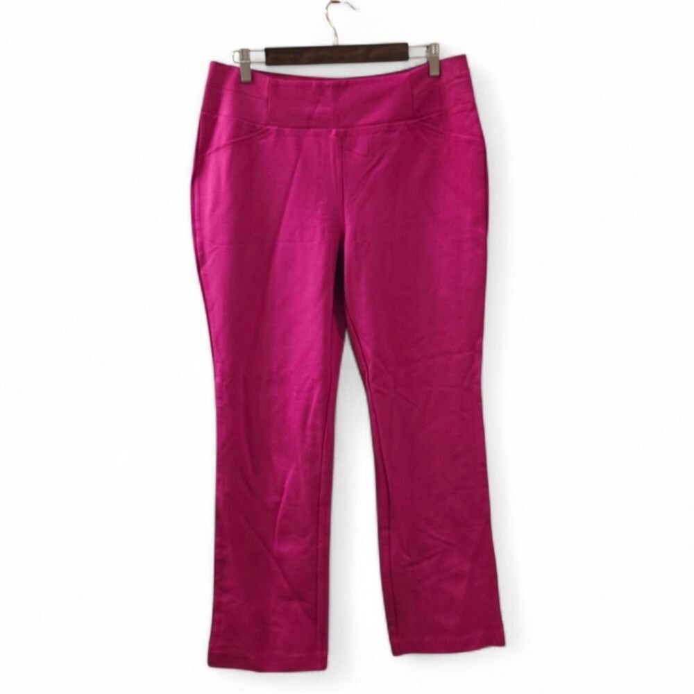 New York & Company Ponte Pull On Bootcut Pants Pink Large - Picture 2 of 4
